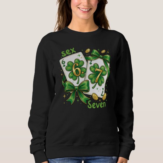 Sweatshirt Lucky Six Seven Playing Cards, St Patricks Day (Devant)