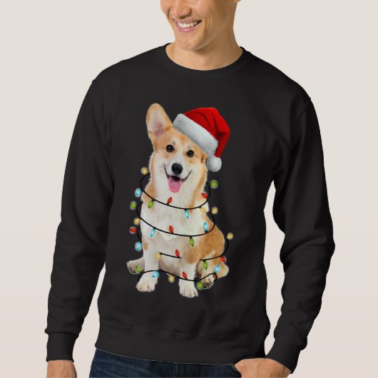 Sweatshirt Lumière de Noël de Chien de Corgi (Devant)