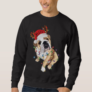 Sweatshirt Lumière de Noël du Bulldog anglais du Père Noël
