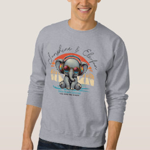 Sweatshirt Lumière du printemps et éléphant rétro de vacances
