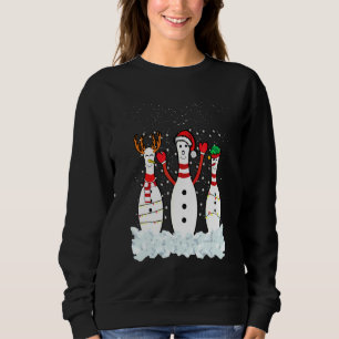 Sweatshirt Lumières de costume de Noël de bowling Renne Santa