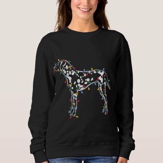 Sweatshirt Lumières de Noël Amoureux des chiens dalmate lame  (Devant)