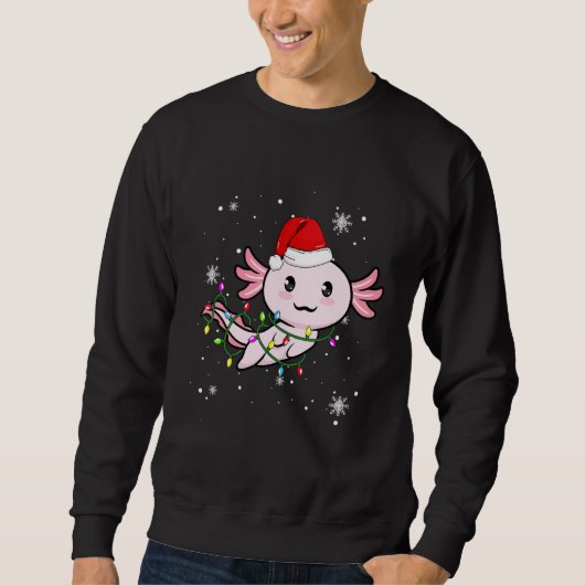 Sweatshirt Lumières de Noël Axolotl Led Santa Hat Noël (Devant)