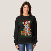 Sweatshirt Lumières de Noël de Pull Démodé Amoureux de Chien (Devant entier)