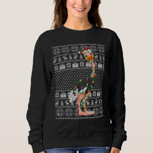 Sweatshirt Lumières de Noël de style pull moche Santa Autruch