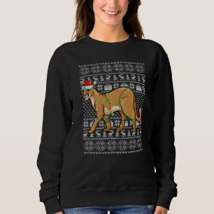 Sweatshirt Lumières de Noël de style pull moche Santa Cougar