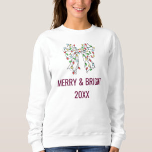 Sweatshirt Lumières de Noël Ruban Coquette Bordeaux Cadeau Pe