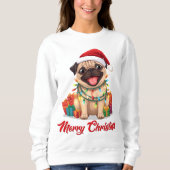 Sweatshirt Lumières de Pug et Délices de Noël (Devant)