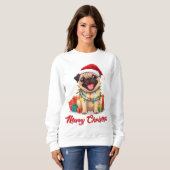 Sweatshirt Lumières de Pug et Délices de Noël (Devant entier)