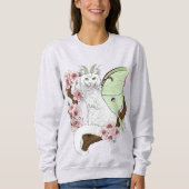 Sweatshirt Luna Moth Moth Blanc Chat Vert (Devant)