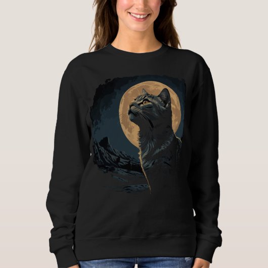 Sweatshirt Lune de chat noir vintage (Devant)
