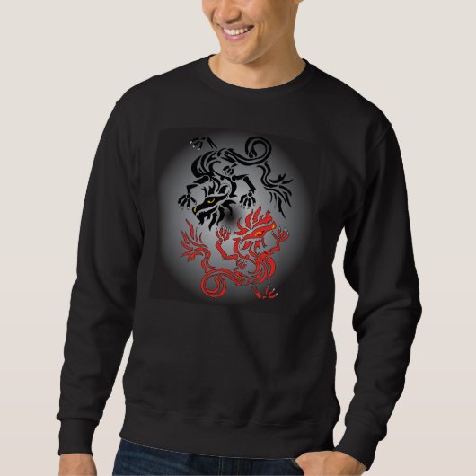 Sweatshirt Lune de dragon de Yin/Yang/surf de sundragon (Devant)