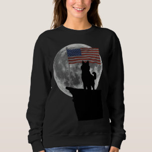 Sweatshirt Lune Sibérie Husky Usa Drapeau Drôle Sibérien Husk