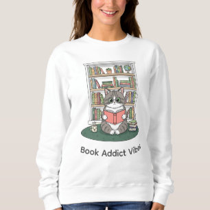 Sweatshirt Lunettes de chaton mignon Étagère à livres Amoureu