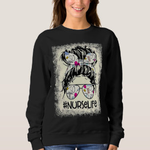 Sweatshirt Lunettes de cheveux Messy Bun Bleached Nurse Vie S