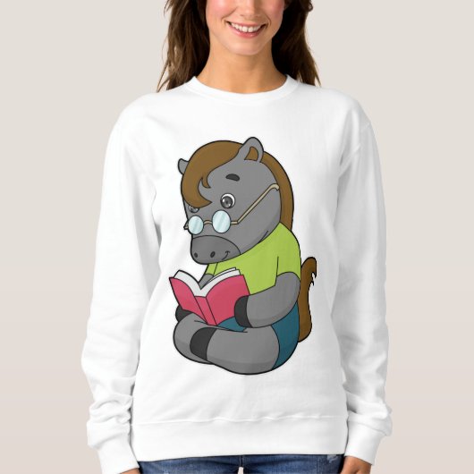 Sweatshirt Lunettes de livre Nerd de cheval (Devant)