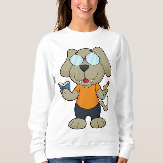 Sweatshirt Lunettes de livre Nerd de chien (Devant)