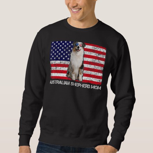 Sweatshirt Lunettes de soleil Australian Shepherd Maman Drape (Devant)