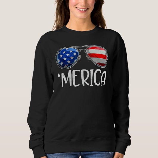 Sweatshirt Lunettes de soleil avec drapeau américain Merica d (Devant)