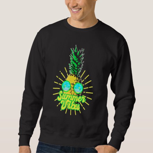 Sweatshirt Lunettes de soleil d'ananas Plages Vibes d'été haw (Devant)