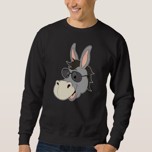 Sweatshirt Lunettes de soleil de tête d'âne Mule Coeur Zoo an (Devant)