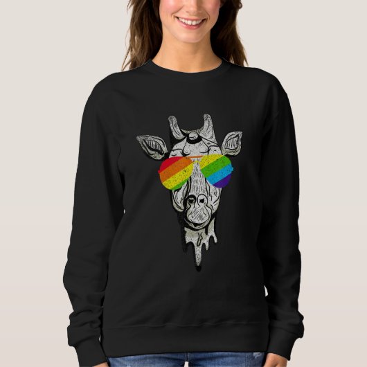 Sweatshirt Lunettes de soleil en girafe Tenue lesbienne Trans (Devant)