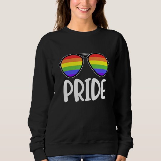 Sweatshirt Lunettes de soleil gay pride Lgbt Rainbow Flag (Devant)