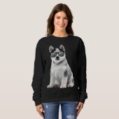 Sweatshirt Lunettes de soleil Husky Chiens Animaux (Devant entier)