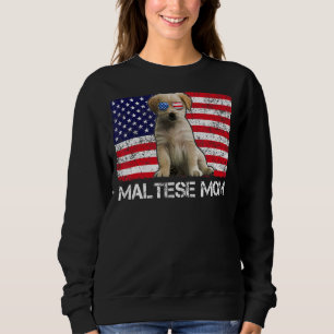 Sweatshirt Lunettes de soleil Maltese Maman Drapeau américain
