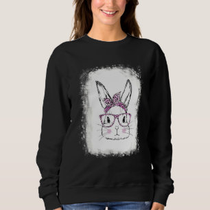 Sweatshirt Lunettes léopard à visage de lapin blanchies Happy