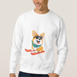 Sweatshirt Lustiger Corgi sur skis