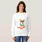 Sweatshirt Lustiger Corgi sur skis (Devant entier)