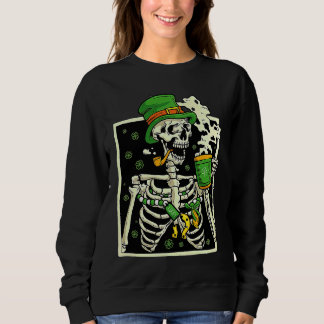 Sweatshirt Lutrin de squelette chanceux buvant du café St-Pat