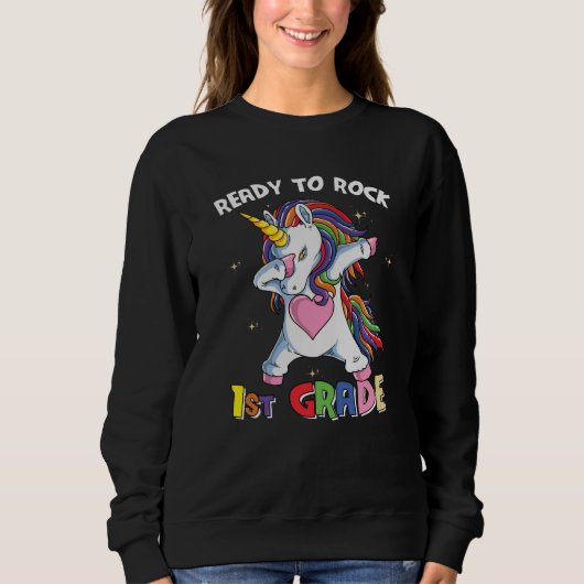 Sweatshirt Lycéenne de 1re année licorne prête à déchirer pou (Devant)