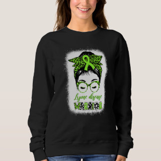 Sweatshirt Lyme Maladie Sensibilisation Messy Bun Leopard Rib