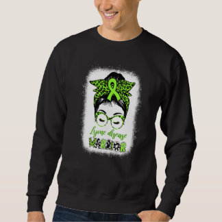 Sweatshirt Lyme Maladie Sensibilisation Messy Bun Leopard Rib
