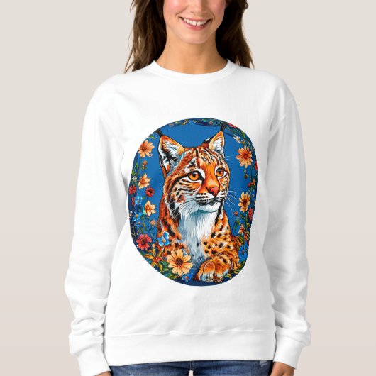 Sweatshirt Lynx à la fourrure orange vibrant (Devant)