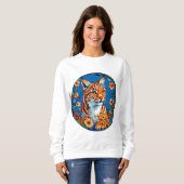 Sweatshirt Lynx à la fourrure orange vibrant (Devant entier)