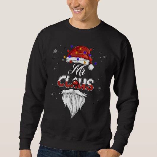 Sweatshirt M. Claus Casquette éclaire Noël Pyjama Famille Mat (Devant)
