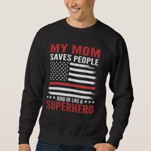 Sweatshirt Ma mère est Superhero Fière Fier Frappe Frapeau US (Devant)