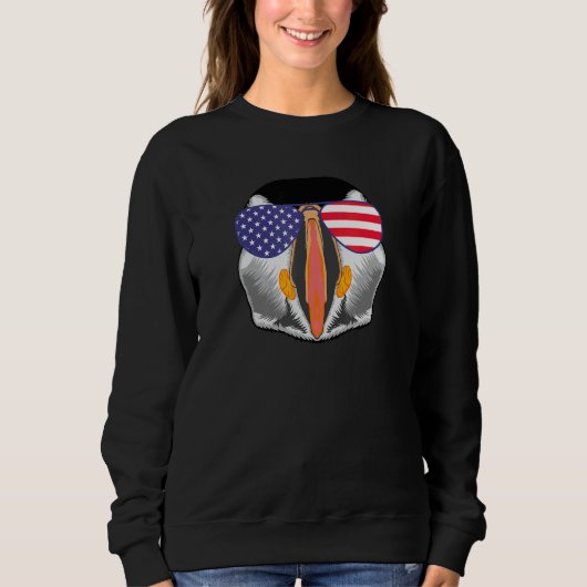 Sweatshirt Macareux Cool Avec Des Lunettes De Soleil Drapeau (Devant)