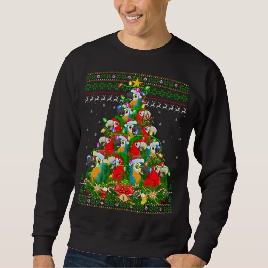 Sweatshirt Macaw Bird Xmas Éclairage Arbre Père Noël Macaw Ug (Devant)