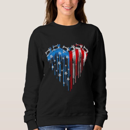 Sweatshirt Machine à coudre Drapeau américain 4 juillet (Devant)