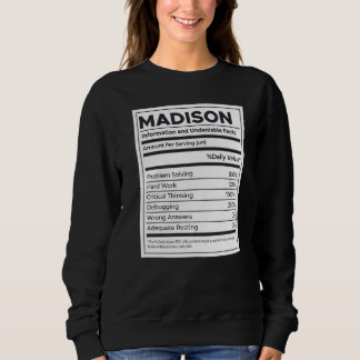Sweatshirt Madison Nutrition Information Problème Résoudre Du