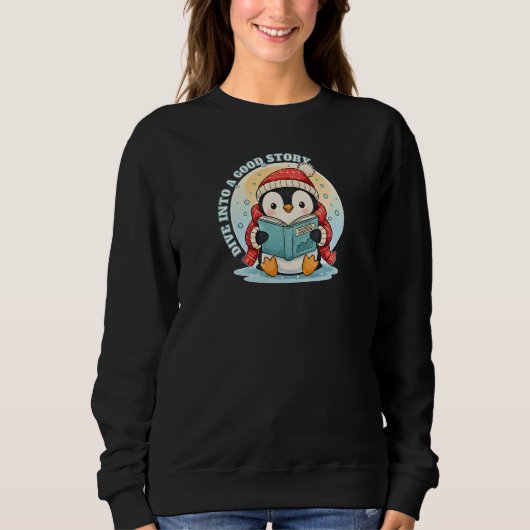 Sweatshirt Magical Reading Penguin Winter Tale Cozy Apparel (Devant)
