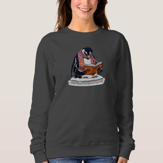 Sweatshirt Magical Storytelling Penguin Winter Book Lovers Sw (Devant)
