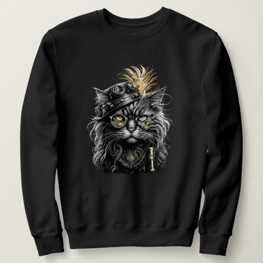 Sweatshirt Magnifique chat steampunk (Design devant)
