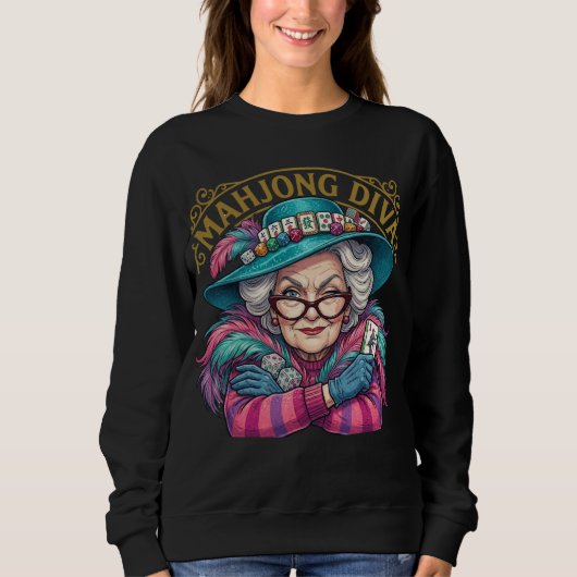 Sweatshirt Mahjong Diva Funny Women's (Devant)