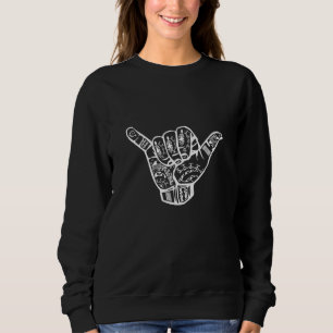 Sweatshirt Main blanche de Shaka polynésienne blanche perdue