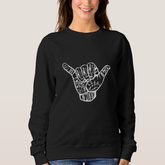 Sweatshirt Main blanche de Shaka polynésienne blanche perdue (Devant)